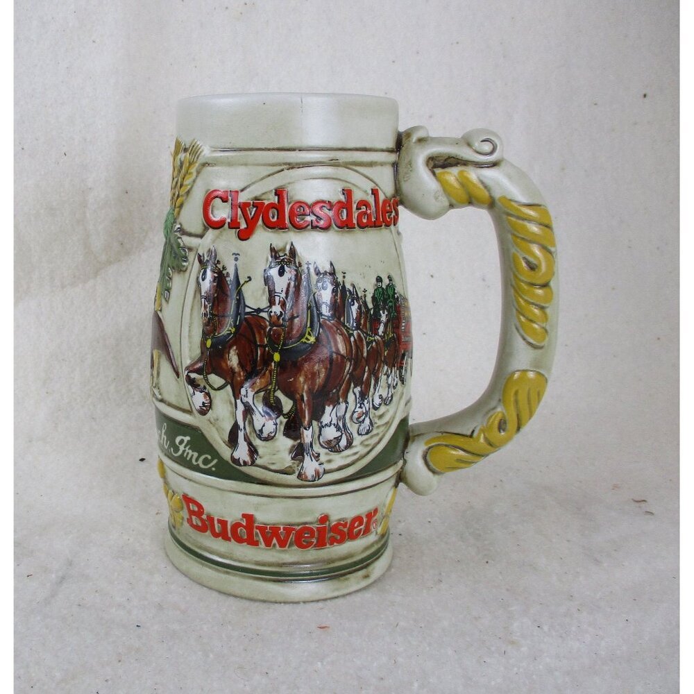 Budweiser Clydesdale Amheuser‎ Busch Beer Stein Ceramic Mug 1983 Ceramarte